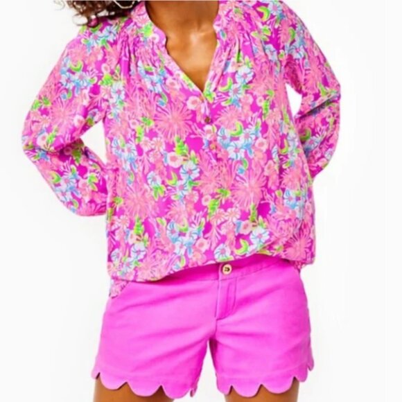 NWT Lilly Pulitzer Elsa Silk Blouse Top Amethyst Moms the World Size XL - Picture 7 of 8